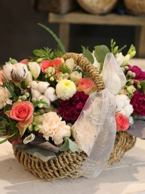cotton mixed flower basket