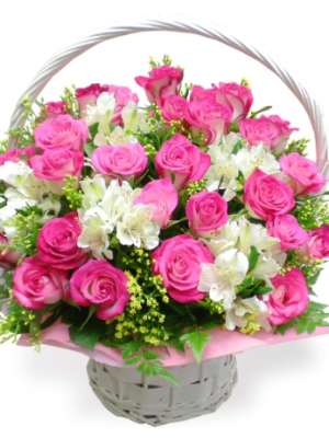 30 roses+seasonal flower+green material