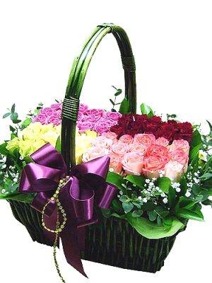 4 color rose basket