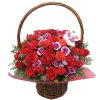 rose carnation mixed flower basket