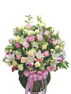 rose mixed flower basket
