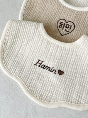 Name Embroidered Bib Set 2 Piece Baby Birth Pregnancy Maternity Gift