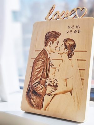 Engraved wood photo wooden photo frame couple anniversary gift