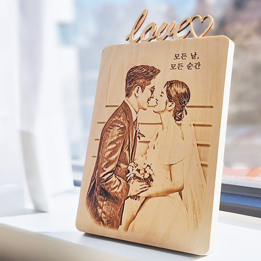 Engraved wood photo wooden photo frame couple anniversary gift