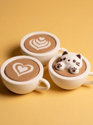 🐱 Cat 🦭 Seal Cafe Latte Clicker Keycap Keyring