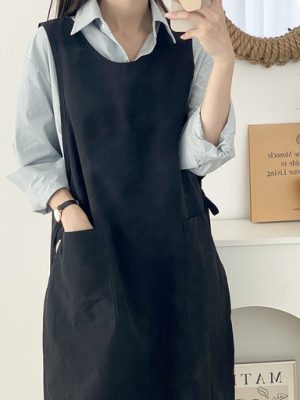 📌 Embroidered initials 🧵 Waterproof long slit apron 5 col
