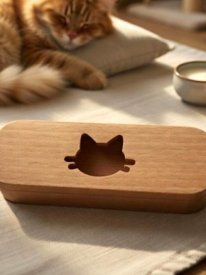 cat whisker storage box wooden cat litter case butler gift