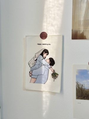 My own illustration drawing & fabric postcard 💭