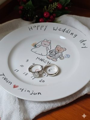 Handmade calendar plate (newlyweds/housewarming gift) made to order