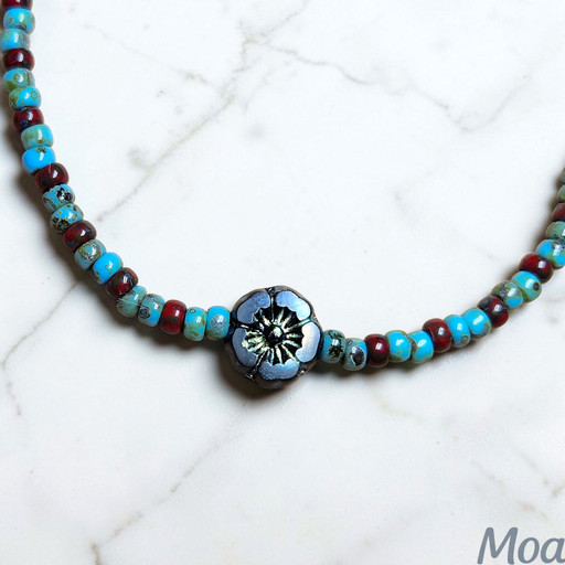 Czech glass flower beads bracelet