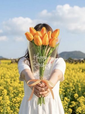 SAME DAY SHIPPING 🧡 MANGO TULIP LETTERING BOUQUET 🧡 MADE WITH YOUR DESIGNED