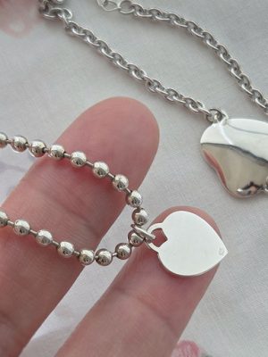 Silver 925 Heart Safety Anti-Mia Engraved Name Necklace Bracelet