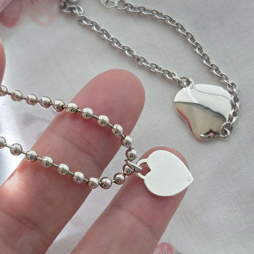 Silver 925 Heart Safety Anti-Mia Engraved Name Necklace Bracelet