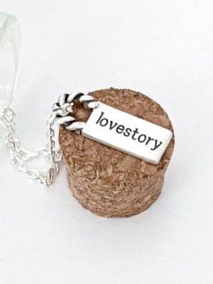 Silver 925 Love Story Oil Painting Twisted Lock Lettering Engraved Necklace