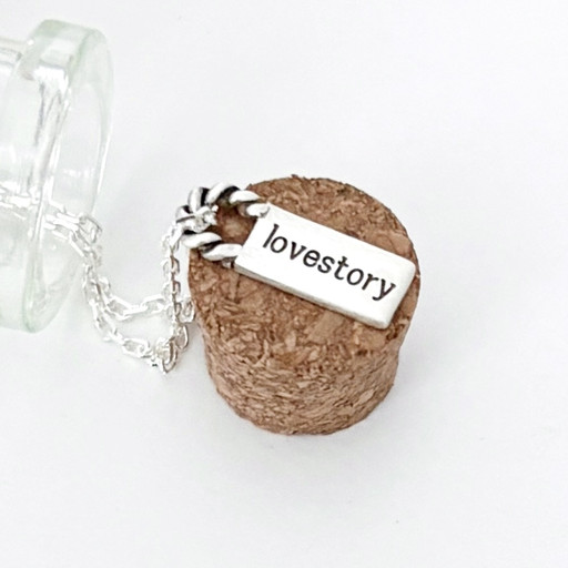 Silver 925 Love Story Oil Painting Twisted Lock Lettering Engraved Necklace