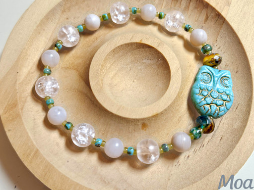 Czech owl beads bracelet