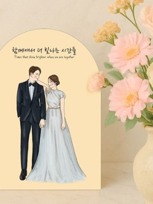 drawing illustration wood frame wedding housewarming couple gift