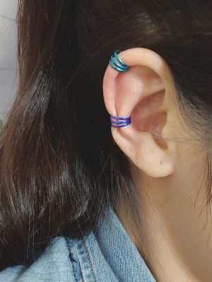 925 silver ear cuff color 3 row round