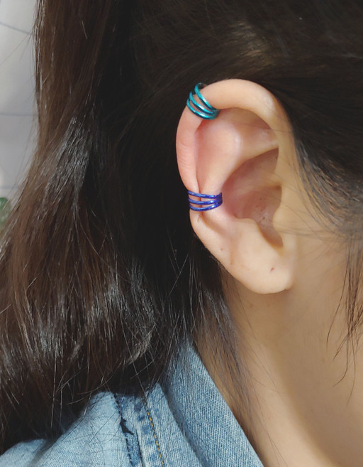 925 silver ear cuff color 3 row round