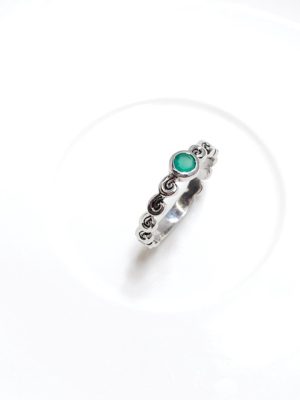 [26 S/S] EMERALD ANTIQUE MINI SILVER RING