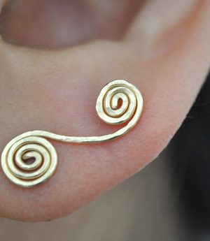 Double Spiral in Ear /ear cuff