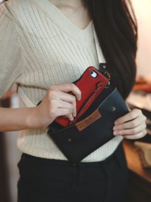 Hip color & cross bag leather phone case