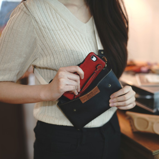 Hip color & cross bag leather phone case