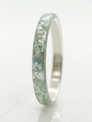 Luxhand Aging Celadon Green T-line mother-of-pearl ring