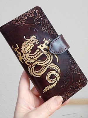 Handmade Cell Phone Case Golden Dragon Cell Phone All Models Made with Initials Engraved