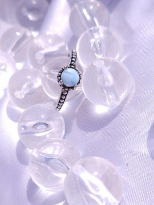 [2026 S/S] Antique Big Larimar Cabochon Silver Ring