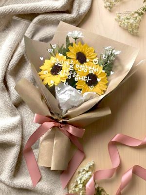 Soap flower sunflower lettering bouquet anniversary opening gift