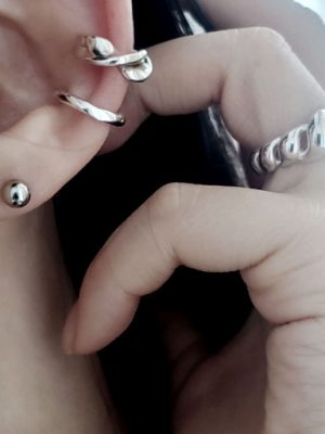 silver925 twist basic ear cuff silver earrings