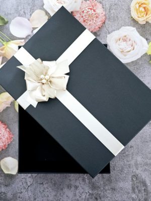 black beige ribbon clothes shoe bag large gift box box
