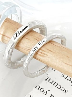 Silver 925 bravo hammer cutting coupling friendship ring engraved silver ring