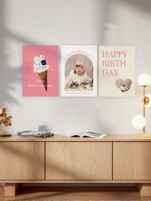 3 types of first birthday party self birthday anniversary poster photo zone (A3 size)