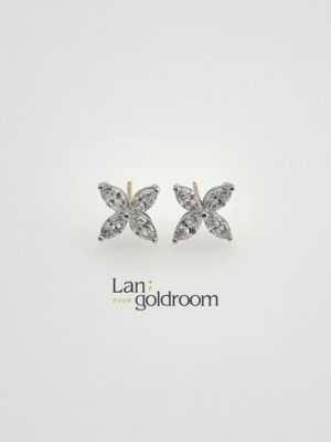 14K Flora Flower Shape Wrap Diamond Earrings (Marquise Cut)