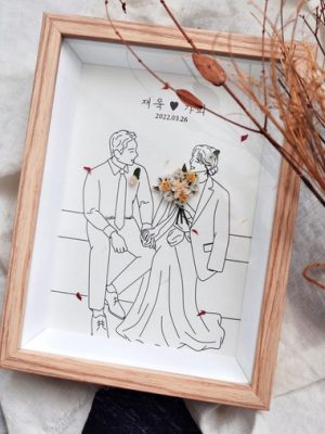 (Free shipping) Wedding, housewarming gift 💘 Wedding drawing flower frame