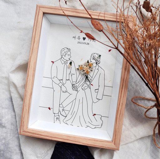 (Free shipping) Wedding, housewarming gift ๐ Wedding drawing flower frame
