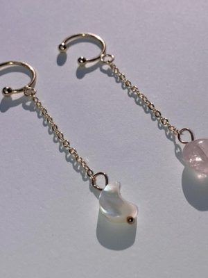 [Set Discount] Love Luck 🤍 Moon Wave Natural Stone Ear Cuff