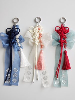 Wing-knot coral tassel pacifier keyring (color custom)