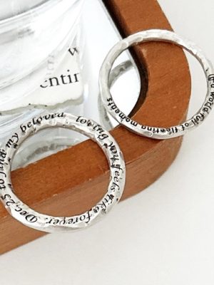 Silver 925 Be Love Hammer Coupling Friendship Ring Side Engraved Silver Ring