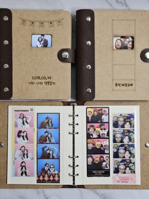 [Anniversary Gift] Four Cut Photo Album Wood Diary Adhesive