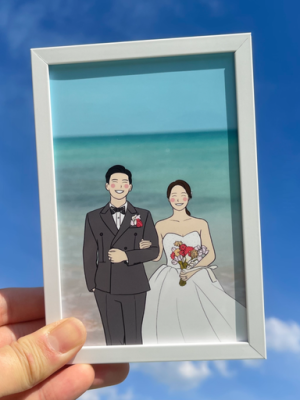 [Select shipping date] 💜 Illustration drawing frame wedding couple gift