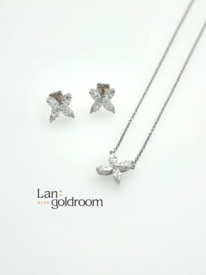 14K Flora Flower Shape Wrap Diamond Necklace (Marquise Cut)