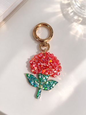 Unfading carnation mother-of-pearl flower keyring