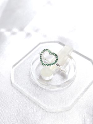 [26 S/S] GREEN QUARTZ HEART SILVER RING