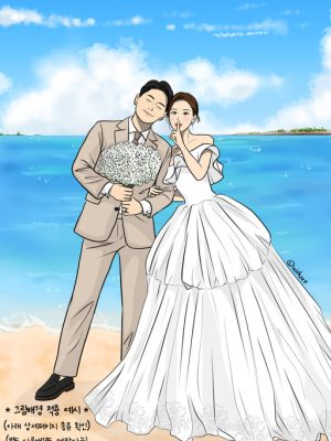 ❤️ Webtoon illustration ❤️ drawing caricature couple wedding gift