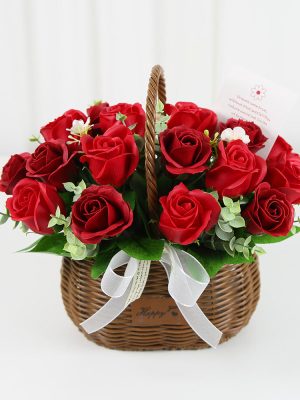 Soap flower basket (Red)