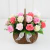 Soap flower basket (Pink mix)